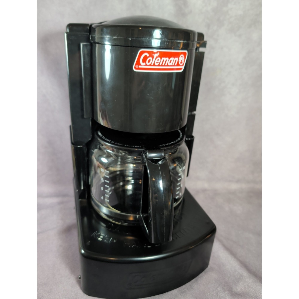 Coleman 5008 Camping Stove Drip Coffee Maker 10 Cup With Glass Carafe Black